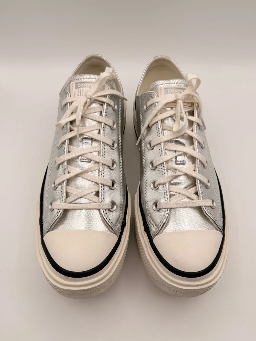 CONVERSE Chuck Taylor All Star Lift Platform Metallic Silver Sneakers Size 11 - Picture 3 of 11